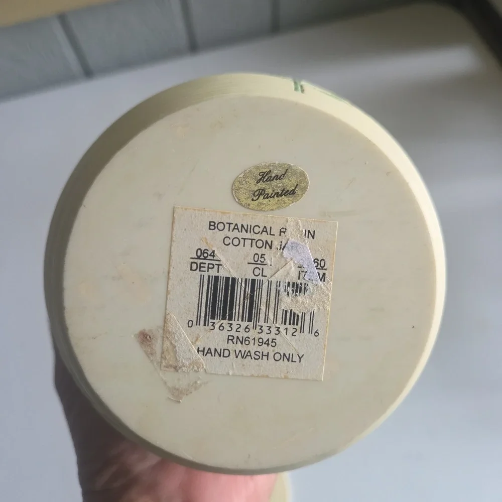 Shabby Chic Floral Embossed Bathroom Canister Lid Cotton Jar Floral Handpainted